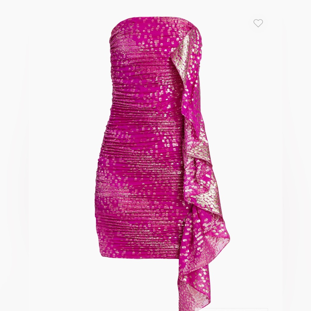 Ramy Brook Talia Silk Blend Minidress Electric Pink Metallic